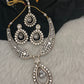 Moissanite AD Neckline Short Necklace with Earrings and Mang Tika - 