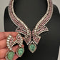 Moissanite Doublet Mint Green Pink Statement Necklace - 