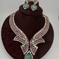 Moissanite Doublet Mint Green Pink Statement Necklace - 