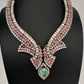 Moissanite Doublet Mint Green Pink Statement Necklace - 