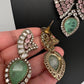 Moissanite Doublet Mint Green Pink Statement Necklace - 