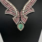 Moissanite Doublet Mint Green Pink Statement Necklace - 