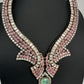 Moissanite Doublet Mint Green Pink Statement Necklace - 