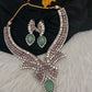 Moissanite Doublet Mint Green Pink Statement Necklace - 