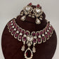 Moissanite Polki Red Pink Statement Choker Necklace - 