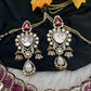 Moissanite Polki Red Pink Statement Choker Necklace - 