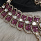 Moissanite Polki Red Pink Statement Choker Necklace - 