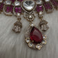 Moissanite Polki Red Pink Statement Choker Necklace - 