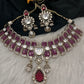 Moissanite Polki Red Pink Statement Choker Necklace - 