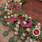 Red Green Jadau Kundan Emerald Beads Necklace