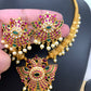 Antique Red Green Kemp Necklace Floral Pattern Kanthi Style
