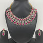 Diamond Finish American Diamond Ruby Red Stones Short Necklace
