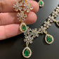 Diamond Finish American Diamond Emrald Green Stones Short Necklace