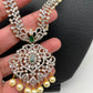 Diamond Finish American Diamond Emrald Green Stone Long Necklace