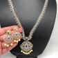 Diamond Finish American Diamond Emrald Green Stone Long Necklace
