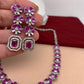 AD Silver Polish Pink Stone Short Necklace