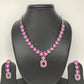 AD Silver Polish Pink Stone Short Necklace