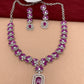 AD Silver Polish Pink Stone Short Necklace