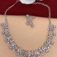 AD Silver Polish Baby Pink Stone Short Necklace