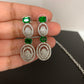 Green Stone Silver Polish American Diamond Short Necklace