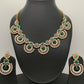 Green Stone American Diamond Finish Short Necklace