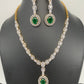 Baguette AD and Green Stone Short Necklace