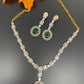 Baguette AD and Green Stone Short Necklace