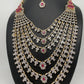 AD Diamond Finish Ruby Red Stone Six Layer Long Necklace