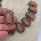 Peachish Brown Carved Oval Stone AD Victorian Polish Short Necklace