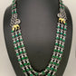 Emerald Green 3 Layer Teen Lada Long Necklace in Victorian Polish