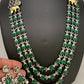 Emerald Green 3 Layer Teen Lada Long Necklace in Victorian Polish