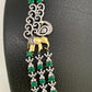 Emerald Green 3 Layer Teen Lada Long Necklace in Victorian Polish