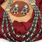 Emerald Green 3 Layer Teen Lada Long Necklace in Victorian Polish
