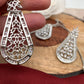 Marquis AD Clear Stone Neckline Necklace in Silver Polish