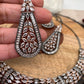 Marquis AD Clear Stone Neckline Necklace in Victorain Dual Tone Polish