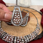 Marquis AD Clear Stone Neckline Necklace in Victorain Dual Tone Polish