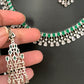 Emerald Green Stone AD Silver Polish Neckline Short Necklace