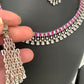 Ruby Red Stone AD Silver Polish Neckline Short Necklace