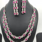 Double Layer Ruby Red Stone AD Silver Polish Short Necklace