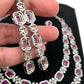 Double Layer Ruby Red Stone AD Silver Polish Short Necklace
