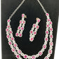 Double Layer Ruby Red Stone AD Silver Polish Short Necklace