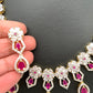 AD Ruby Red Stone Short Necklace