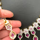 AD Ruby Red Stone Short Necklace
