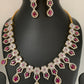 AD Ruby Red Stone Short Necklace