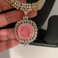 American Diamond Pink Doublet Stone Short Necklace