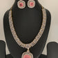 American Diamond Pink Doublet Stone Short Necklace