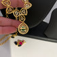 AD Dew Drop Design Changeable Stone Short Necklace