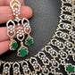 AD Emerald Green Stone Broad Design U Shape Medium Short Necklace