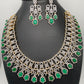 AD Emerald Green Stone Broad Design U Shape Medium Short Necklace