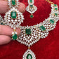AD Emerald Green Stone Neckline Short Necklace